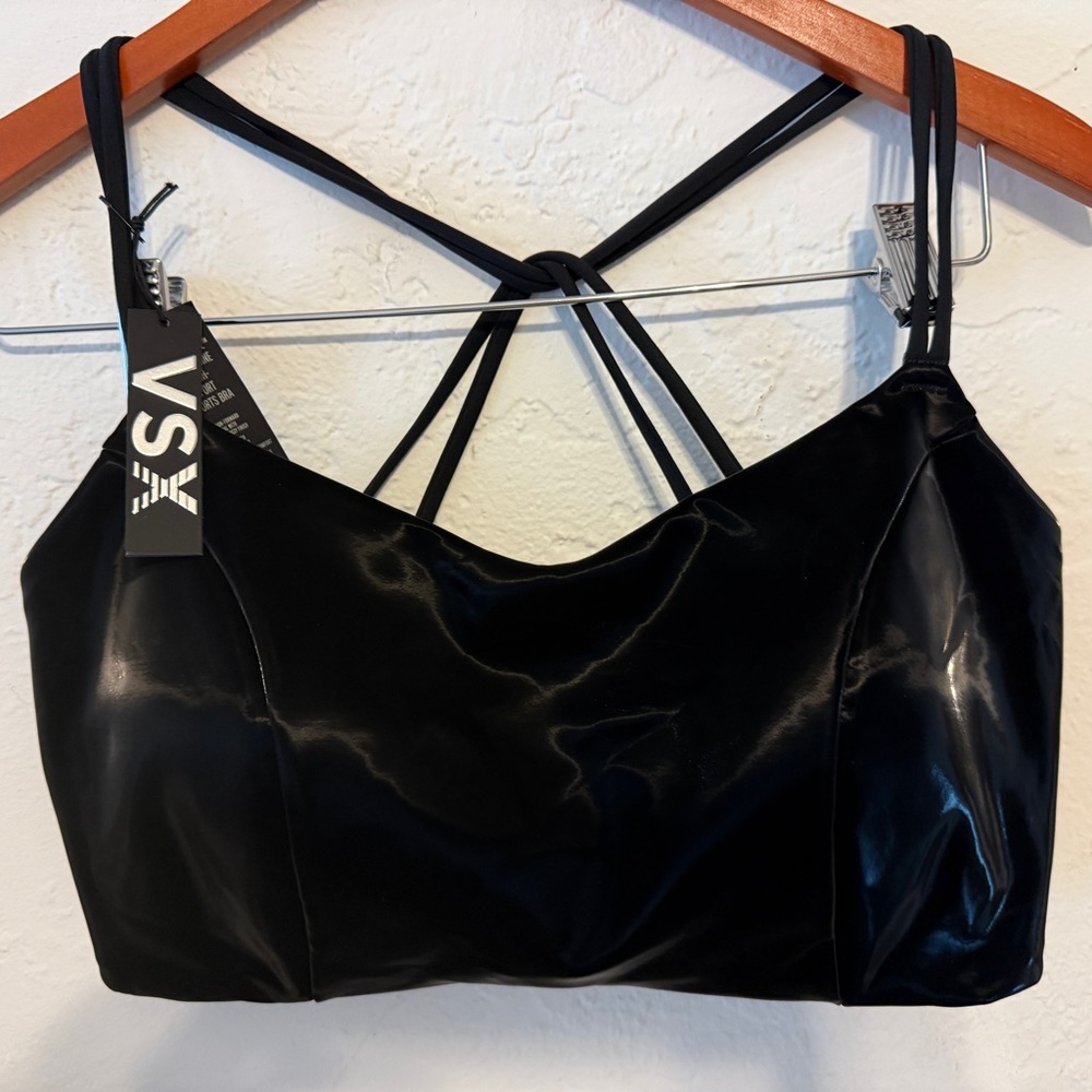 VICTORIA SECRET VSX Glossy Black Strappy Bralette